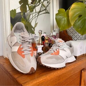 New Balance Women's Beige and Orange Retro Runner Sneakers